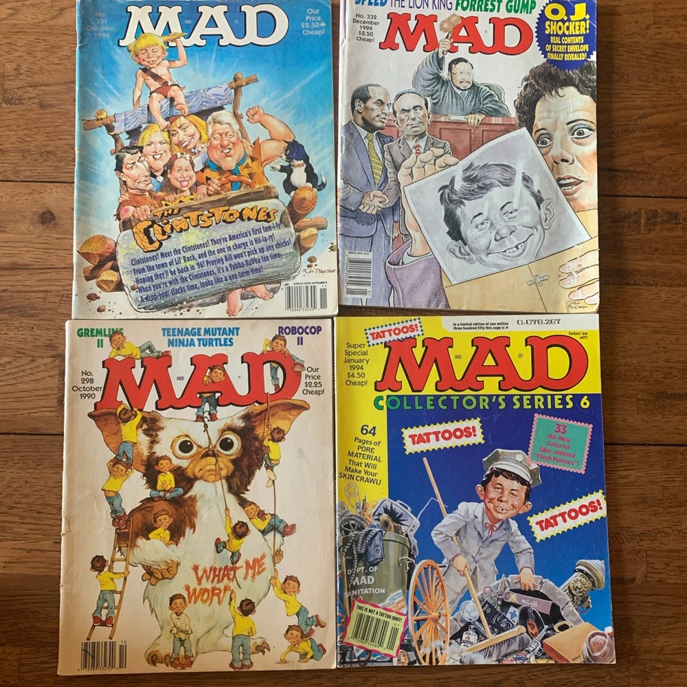 Lot of 4 Vintage Mad Magazines from 1990 and 1994